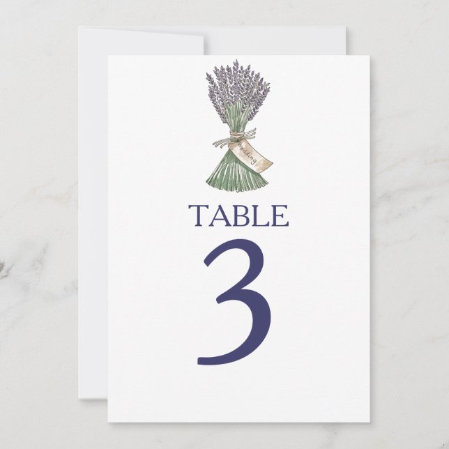 Convites Números de Mesa de Casamento de Jardim de Lavanda  (Frente)