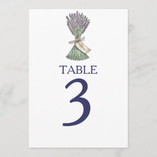 Convites Números de Mesa de Casamento de Jardim de Lavanda