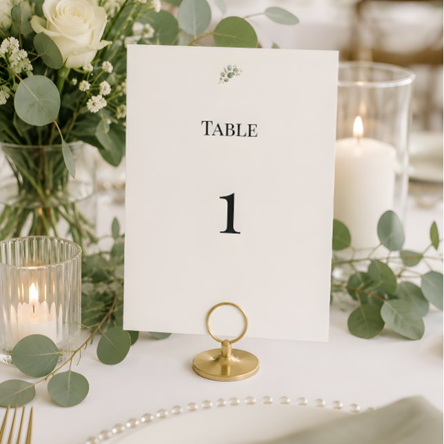Convites Números de Mesa de Casamento de Luxo com Verde de  (Eucalyptus themed wedding reception table number card)