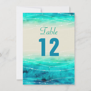 Convites Números de mesa de casamento de mares com brilho p