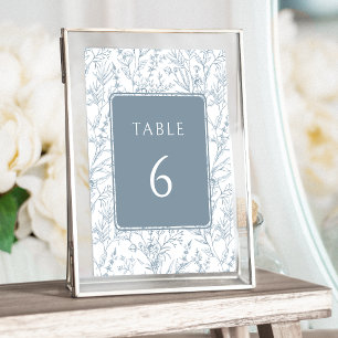 Convites Números de mesa de casamento de padrão floral azul