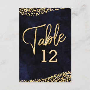 Convites Números de Mesa de Casamento em Aquarela Azul Mari
