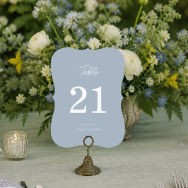 Convites Números de Mesa de Casamento em Azul Empoeirado co