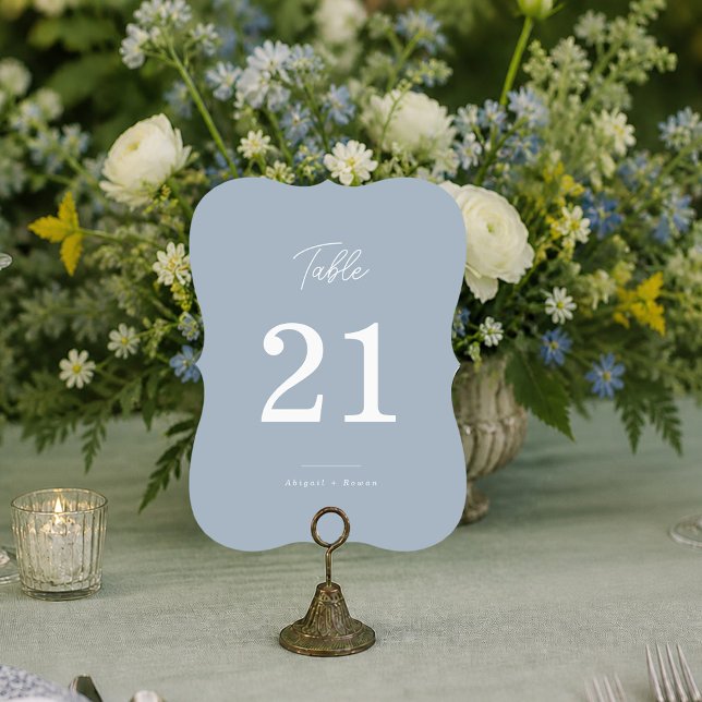 Convites Números de Mesa de Casamento em Azul Empoeirado co (Criador carregado)