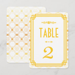 Convites Números de Mesa de Casamento em Dourado Art Déco
