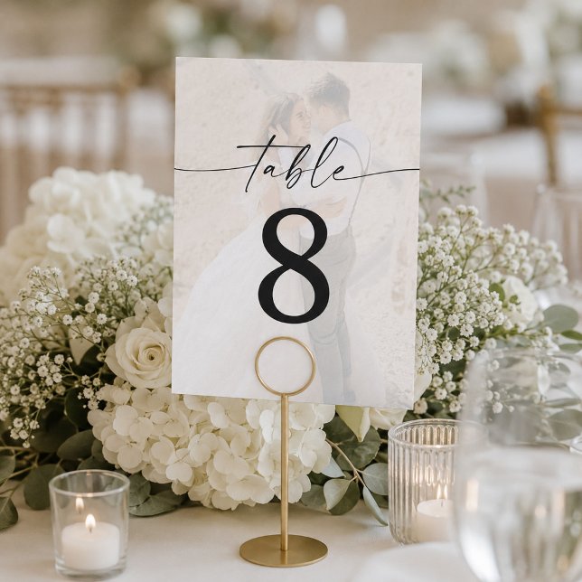 Convites Números de mesa de casamento em foto moderna com s (Criador carregado)