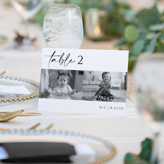 Convites Números de Mesa de Casamento em Foto Preto e Branc (Criador carregado)