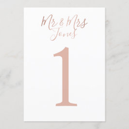 Convites Números de Mesa de Casamento em Ouro Rosa Personal