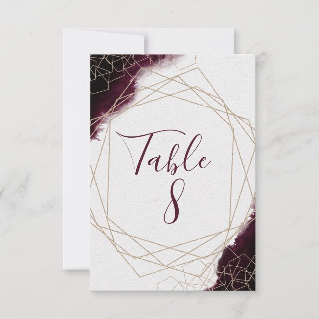 Convites Números de mesa de casamento emoldurados com aquar (Frente)