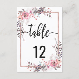 Convites Números de mesa de casamento emoldurados em Blush 