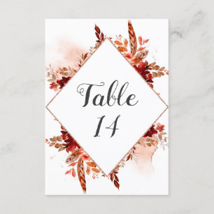 Convites Números de Mesa de Casamento Florais emoldurados c