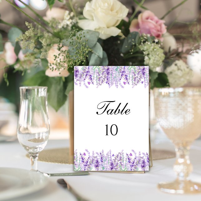 Convites Números de Mesa de Casamento Floral Botânico de La (Lavender Botanical Floral Wedding Table Number Cards)