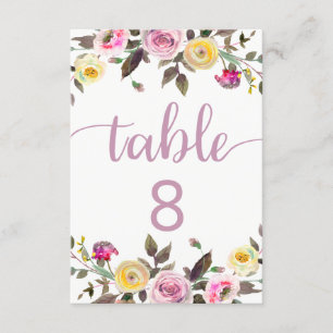 Convites Números de Mesa de Casamento Floral de Aquarela Ro
