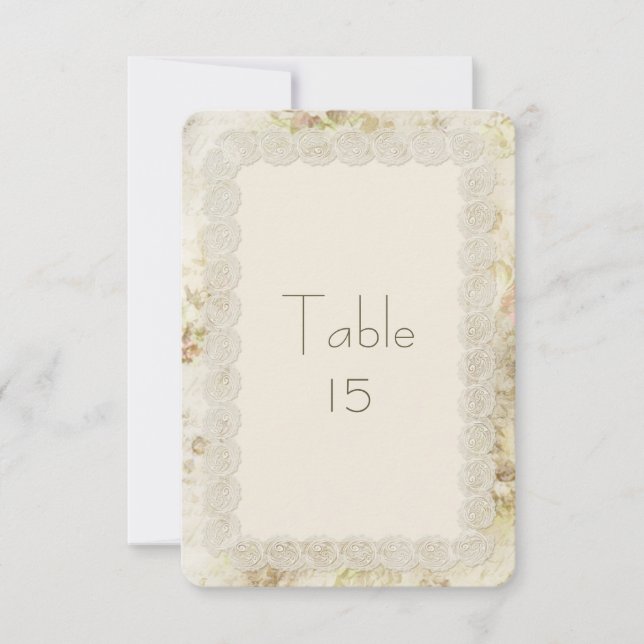 Convites Números de Mesa de Casamento Floral em Renda de Ma (Frente)