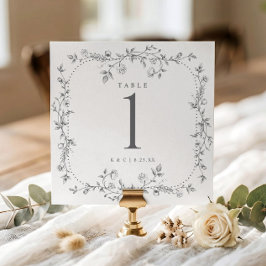 Convites Números de Mesa de Casamento Floral Francês Cinza 