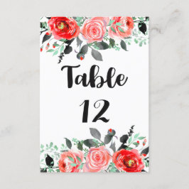 Convites Números de Mesa de Casamento Floral Peônia com Pês