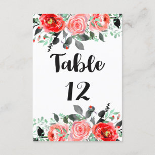 Convites Números de Mesa de Casamento Floral Peônia com Pês