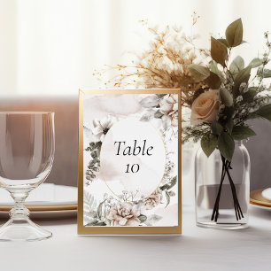 Convites Números de Mesa de Casamento Floral Rosa Bege Cinz