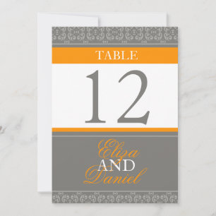 Convites Números de mesa de casamento listrados de cinza e