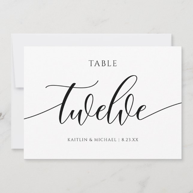 Convites Números de Mesa de Casamento Modernos Caligrafia - (Frente)