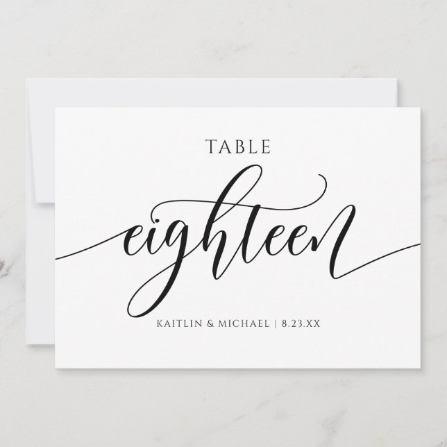 Convites Números de Mesa de Casamento Modernos Caligrafia - (Frente)