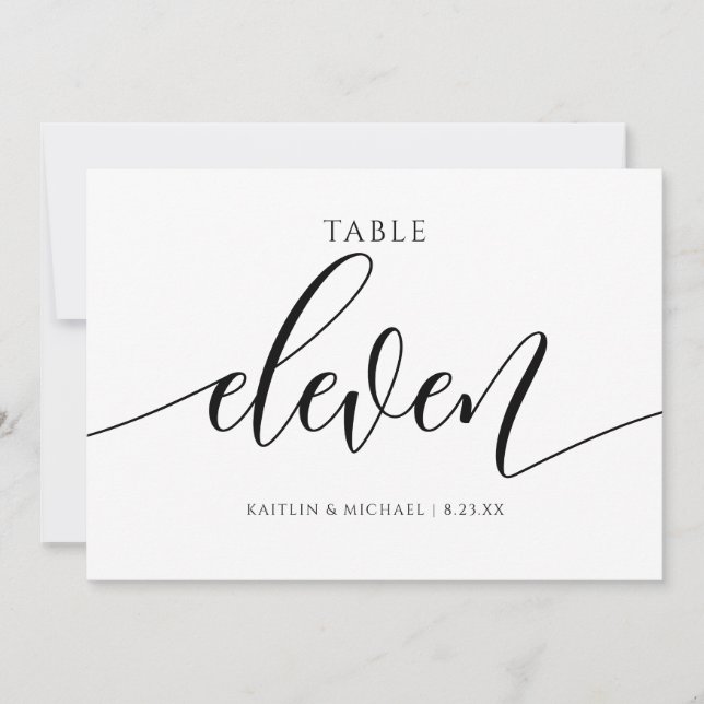 Convites Números de Mesa de Casamento Modernos Caligrafia - (Frente)