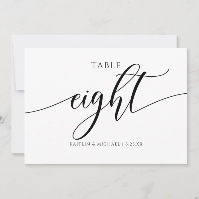 Convites Números de Mesa de Casamento Modernos Caligrafia - (Frente)