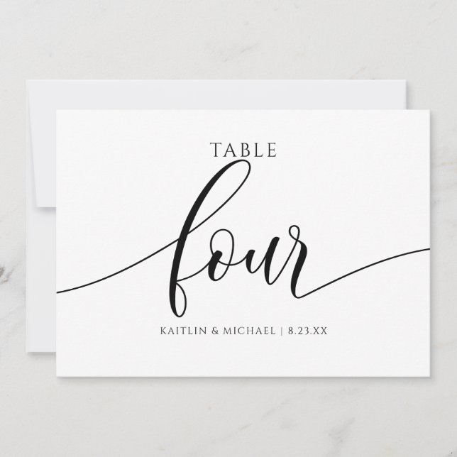 Convites Números de Mesa de Casamento Modernos Caligrafia - (Frente)