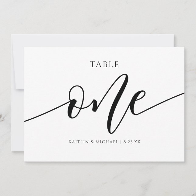 Convites Números de Mesa de Casamento Modernos Caligrafia - (Frente)