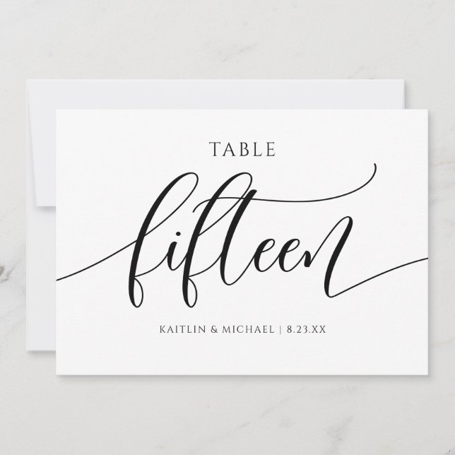 Convites Números de Mesa de Casamento Modernos Caligrafia - (Frente)