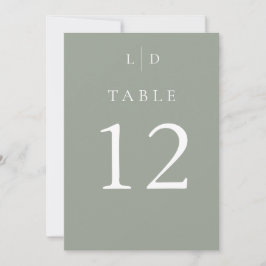 Convites Números de Mesa de Casamento Monograma Chic Verde 