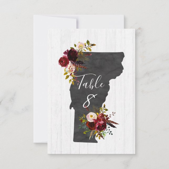 Convites Números de Mesa de Casamento no Destino do Estado  (Frente)