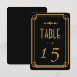 Convites Números de Mesa de Casamento Preto Art Deco
