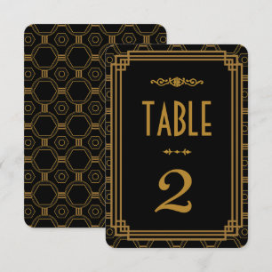 Convites Números de Mesa de Casamento Preto Art Deco