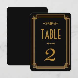 Convites Números de Mesa de Casamento Preto Art Déco Simple