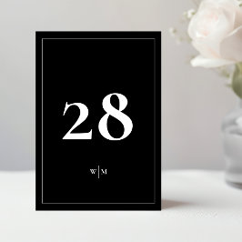 Convites Números de Mesa de Casamento Preto com Moldura Bra