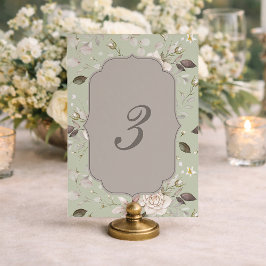 Convites Números de Mesa de Casamento Rosa Vintage Verde Sa