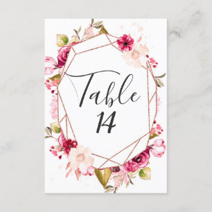 Convites Números de Mesa de Casamento Rose Gold Burgundy & 