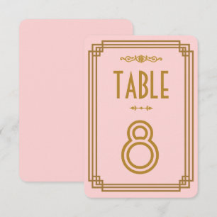 Convites Números de Mesa de Casamento Simples Rosa Art Déco