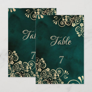 Convites Números de Mesa de Casamento Verde Esmeralda com O