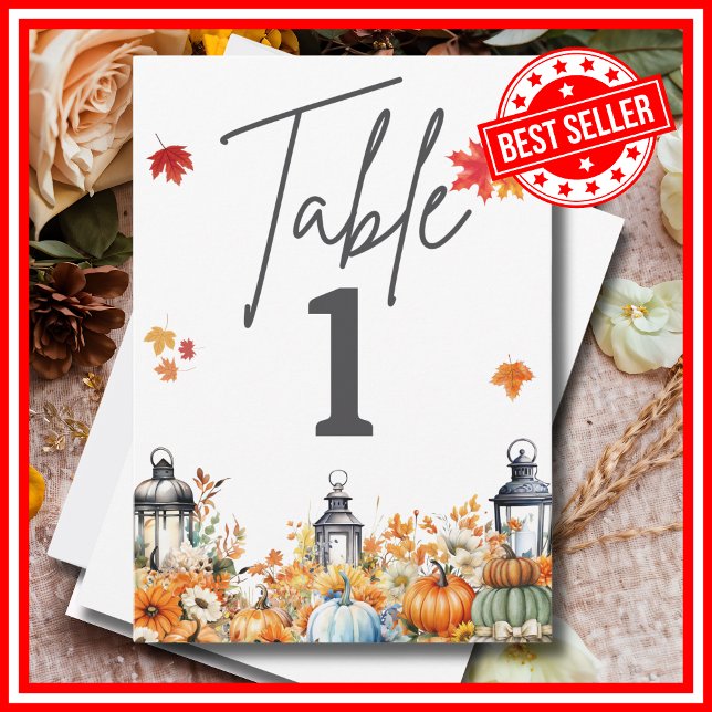 Convites NÚMEROS DE MESA DE Chá de fraldas (A Little Pumpkin is on the Way Fall Autumn Floral Baby Shower Table Numbers)