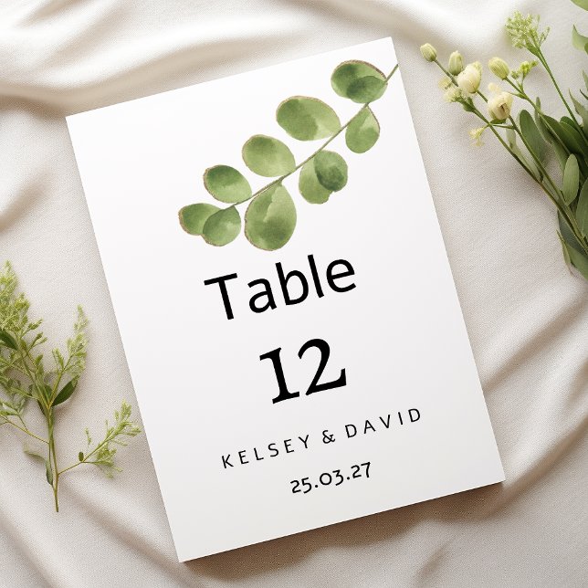 Convites Números de mesa de folhas de eucalipto verde doura (Simple green gold eucalyptus leaves Table Numbers )