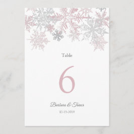 Convites Números de mesa de inverno Dusty Pink & Silver Sno