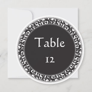 Convites Números de Mesa - Design Preto Vintage Círculo