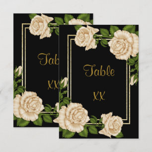 Convites Números de Mesa Elegantes com Rosas de Marfim e Br