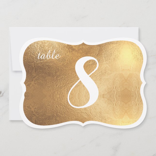 Convites Números de Mesa em Faux Dourado Antigo PixDezines (Verso)