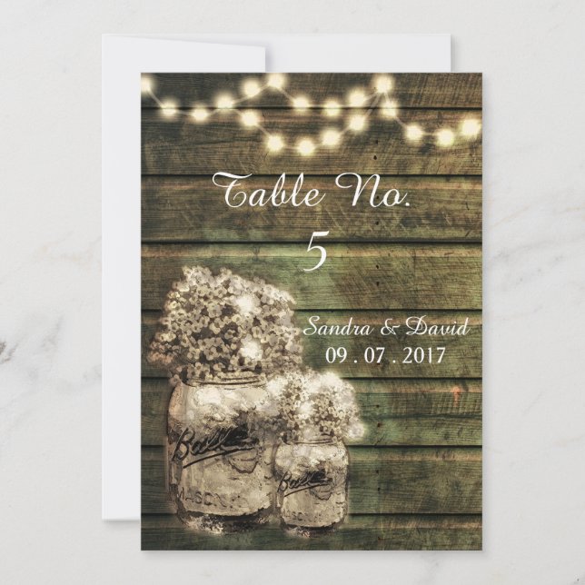 Convites Números de Mesa em Pote de Pedra Rústico (Frente)