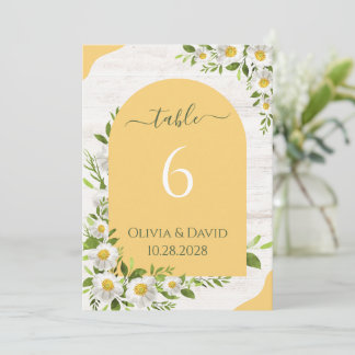 Convites Números de Mesa Florais Boho Amarelo Branco
