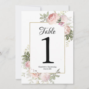 Convites Números de mesa florais rosa