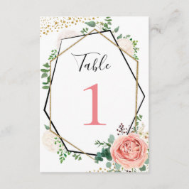 Convites Números de Mesa Geométricos Rosa Dourado Moderno